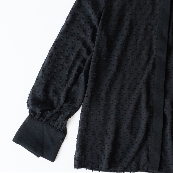 Endless Rose Black Dobby Ribbon Texture Button Down Long Sleeves Shirt, NWT, S - Picture 3 of 6